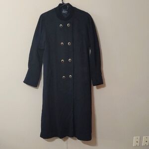 VTG Forstmann Black Wool Pea Coat Long Size 10